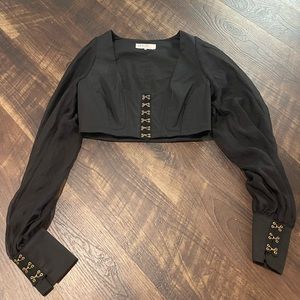 House of CB black, cropped, corset top.